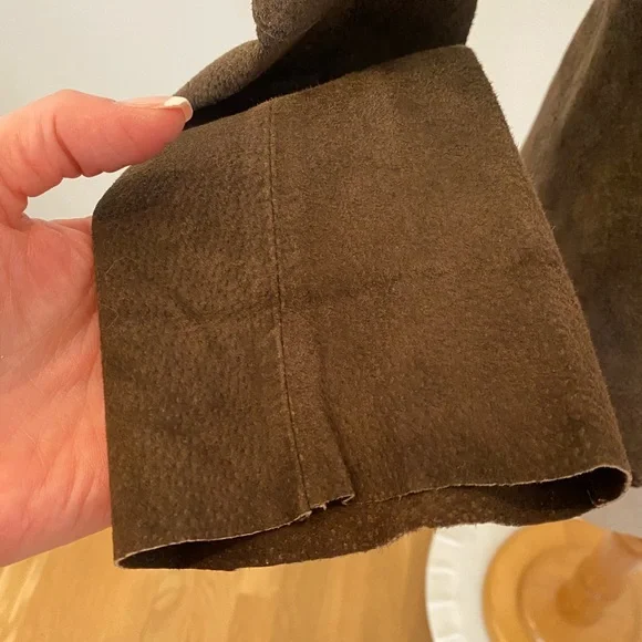 White Stag Womens Vintage Brown Suede Blazer w Macramé Trim Size 4/6 - Picture 9 of 11